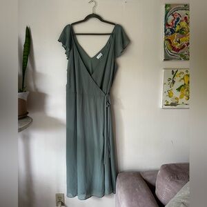 wrap maxi dress with flutter sleeve